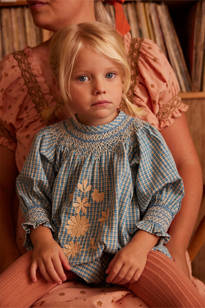 Apolina / CECE SMOCK ROMPER / TABLECHECK MARINE | Brand