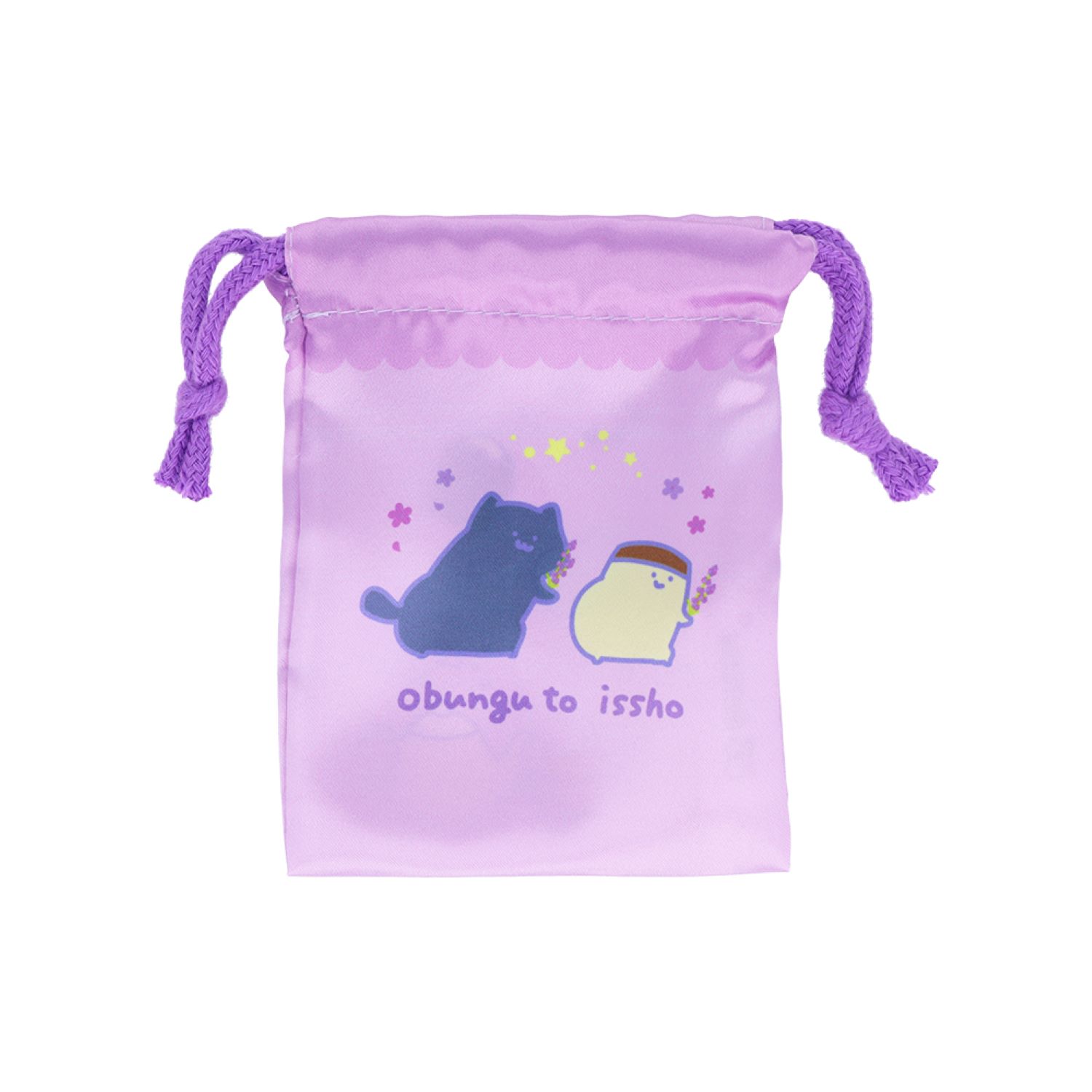 リボン柄のラベンダー巾着袋 ☆ラベンダー＆ハチさんのリボン刺繍☆巾着ポーチ☆送料無料