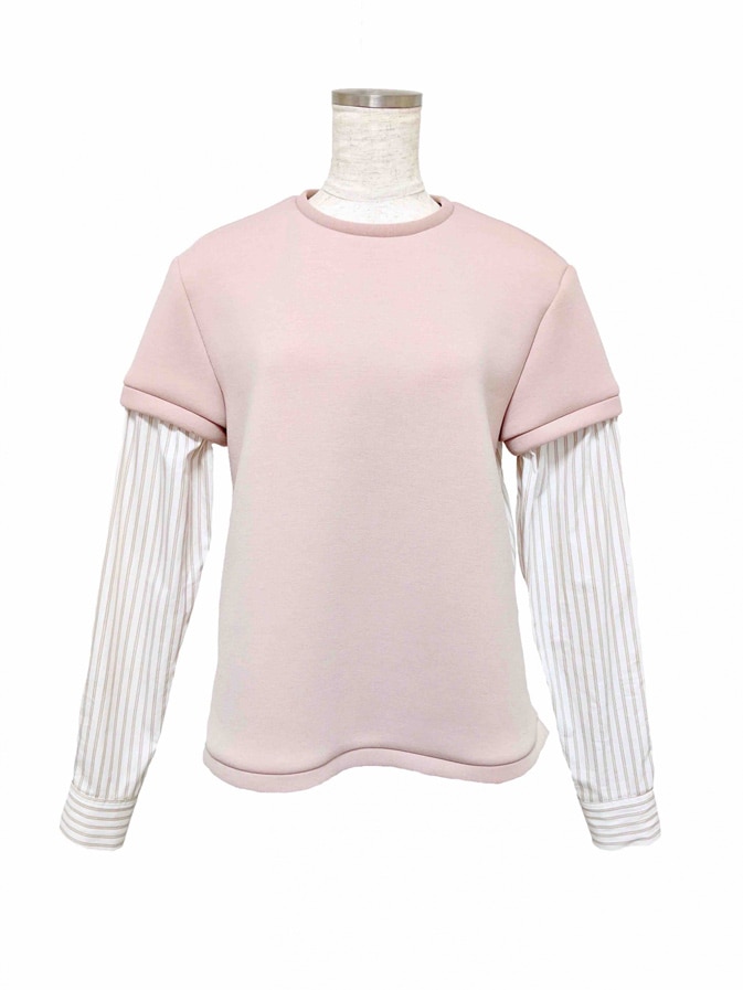【送料無料ライン/39ショップ】 | シャツドッキングプルオーバー TOPS OBLI | シャツ+ブラウス(長袖+七分)