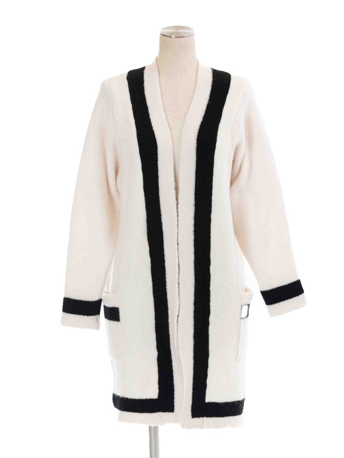 obli バイカラーロングカーディガン バイカラーロングカーディガン/ホワイト | TOPS | OBLI