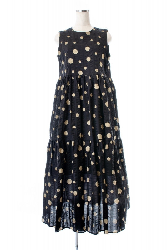 ランダムドットワンピース/ベージュ