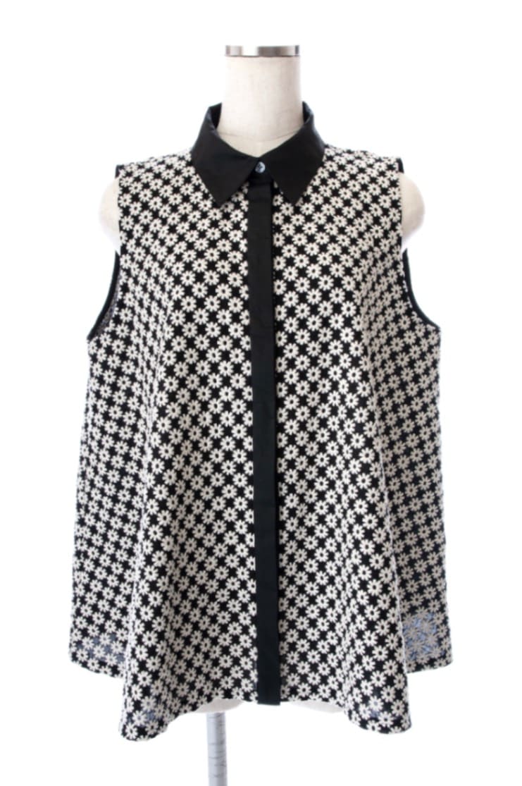 MEER.FLOWER LACE TOPS(BLK)メーア フラワーレース シャツ/ブラウス(七 