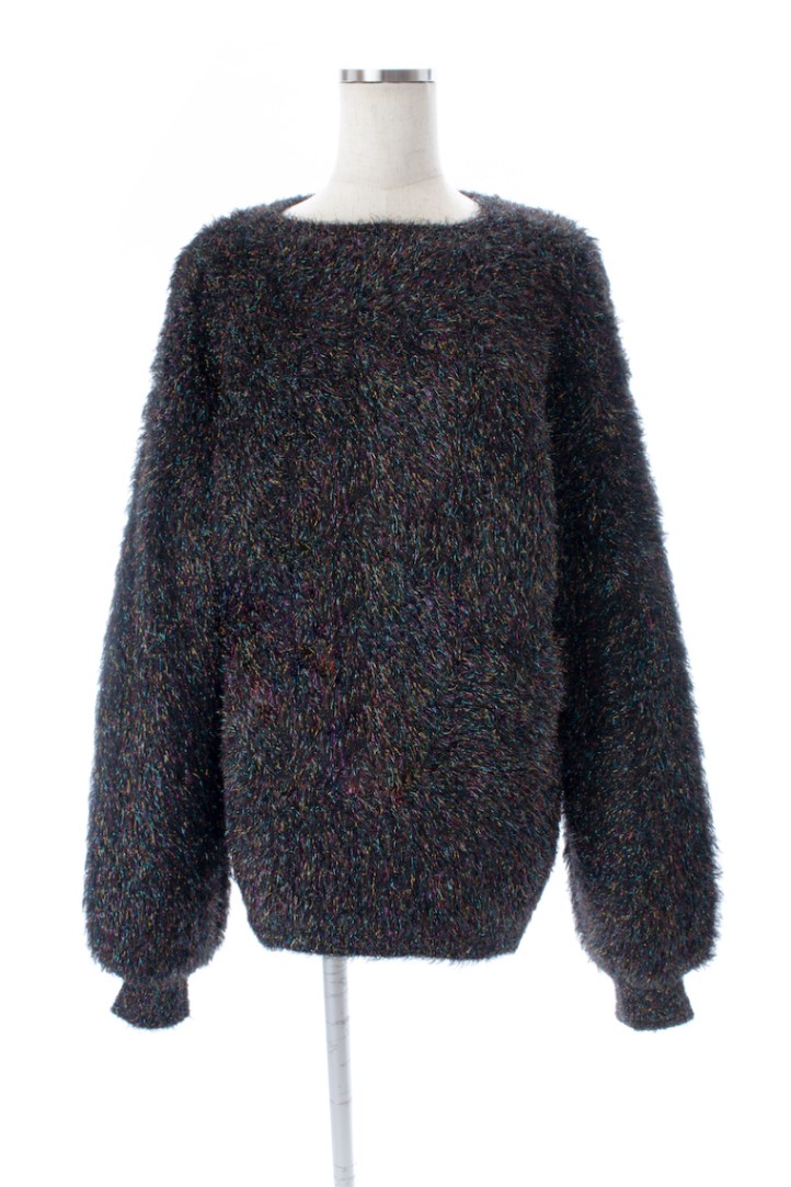 新品未使用　オブリ　OBLI ラメフェザーニット/ブラック ラメフェザーニット/ブラック | TOPS | OBLI