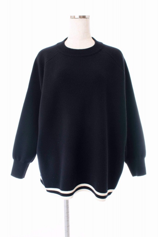 【SAMPLE SALE】ウールボーダーニット/ブラック