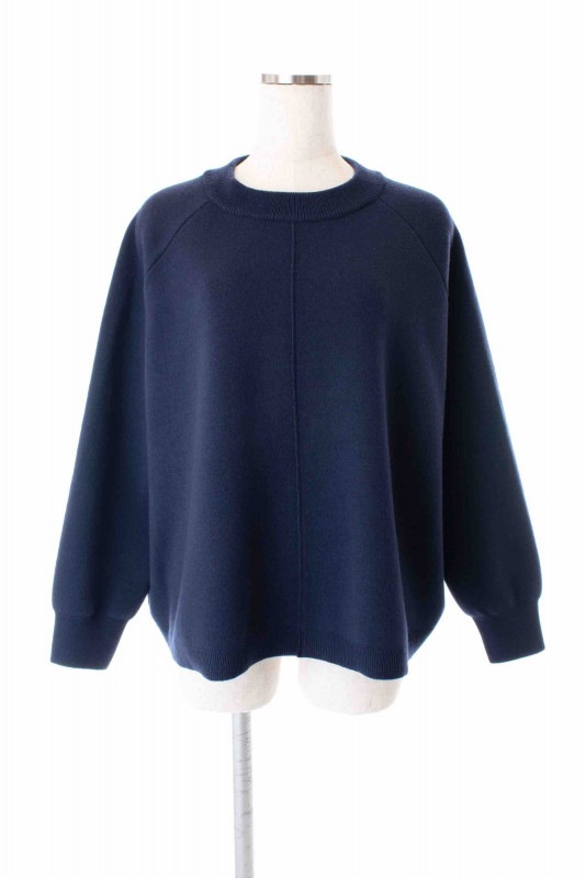 【SAMPLE SALE】ウールクルーネックニット/ネイビー