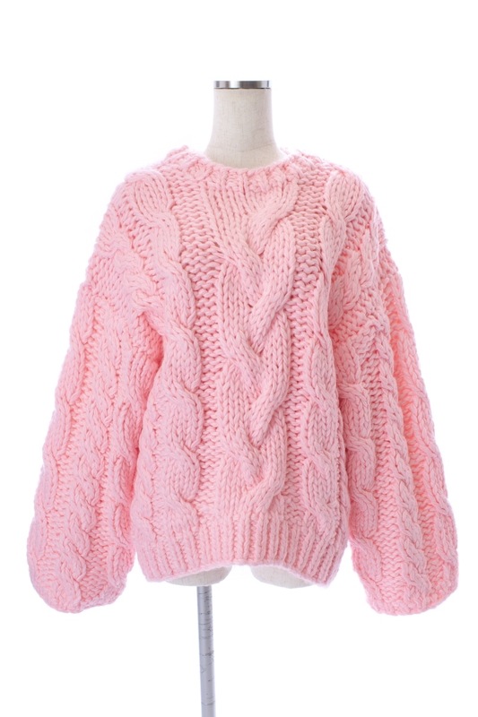 【SAMPLE SALE】手編みボリュームピンクニット【1月23日21:00開始】