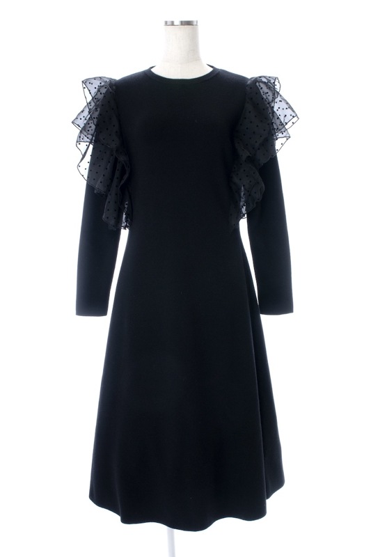 【SAMPLE SALE】ドットチュールニットワンピース/ブラック【1月23日21:00開始】