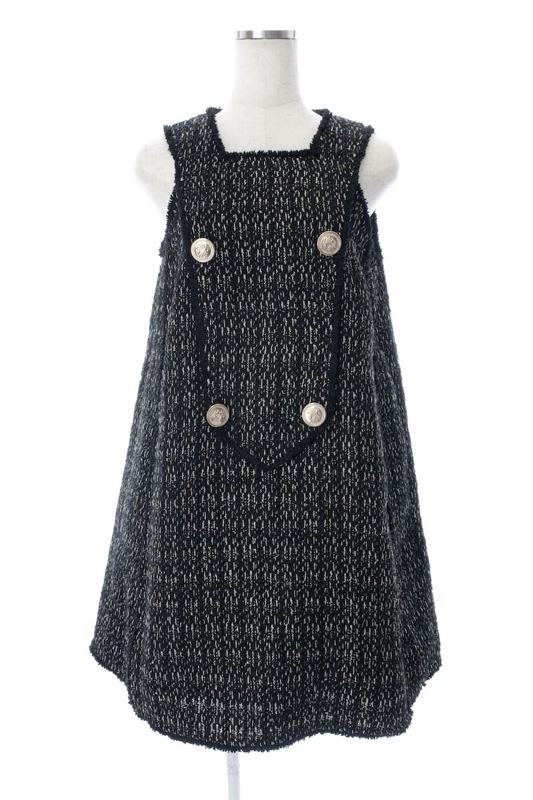 【SAMPLE SALE】ツイードジャンパーワンピース/ブラック【1月23日21:00開始】