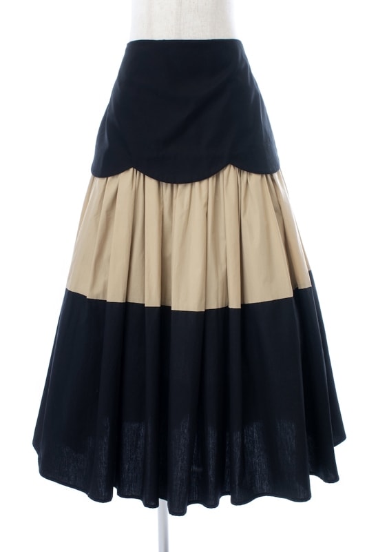【SAMPLE SALE】スカラップバイカラーティアードスカート【1月23日21:00開始】