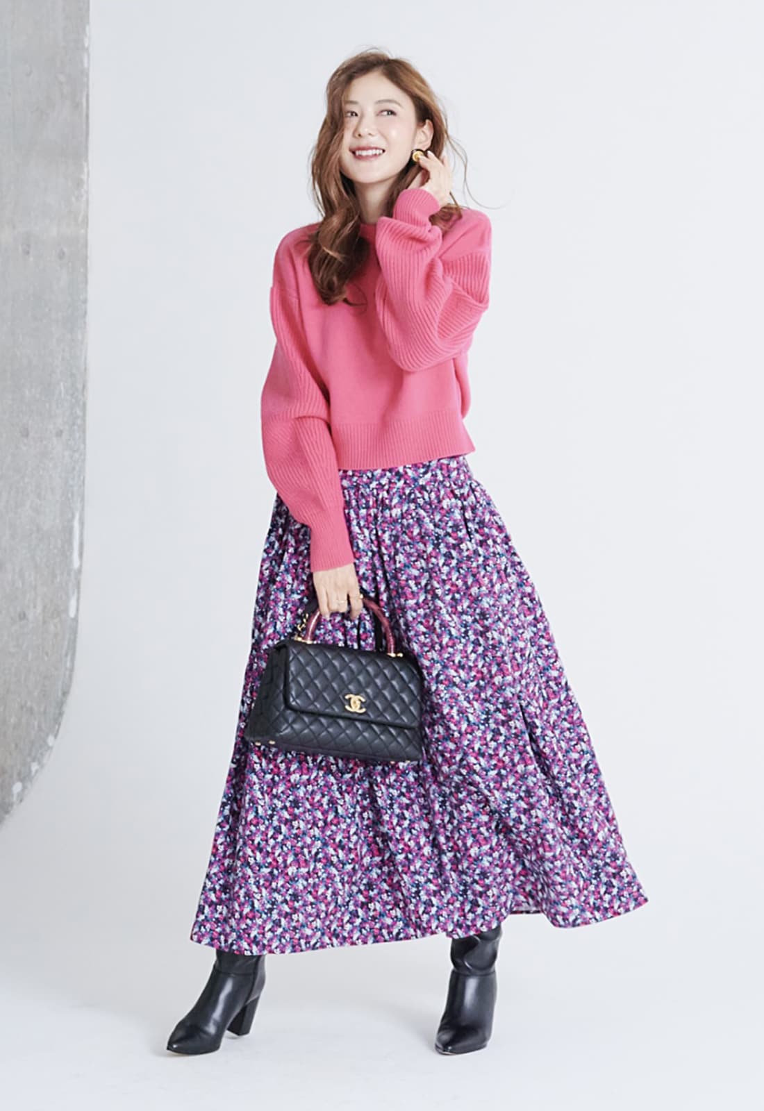 OBLI ピンク花柄フレアロングスカート 楽天市場】ロングスカート ひざ丈 レディース 花柄 プリント