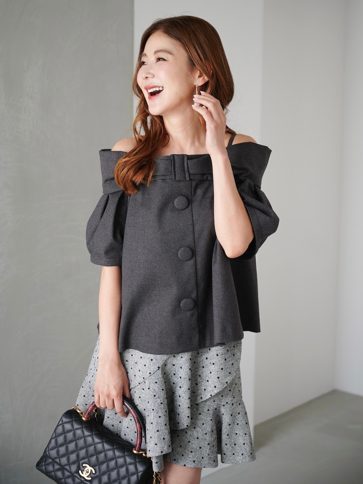 Obli リボンオフショルダートップス リボンオフショルダートップス | TOPS | OBLI