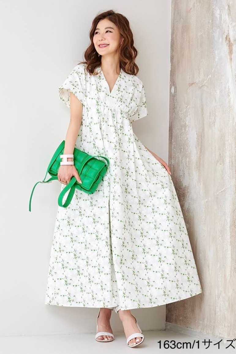 グリーンジャガードVネックドレス | DRESS | OBLI