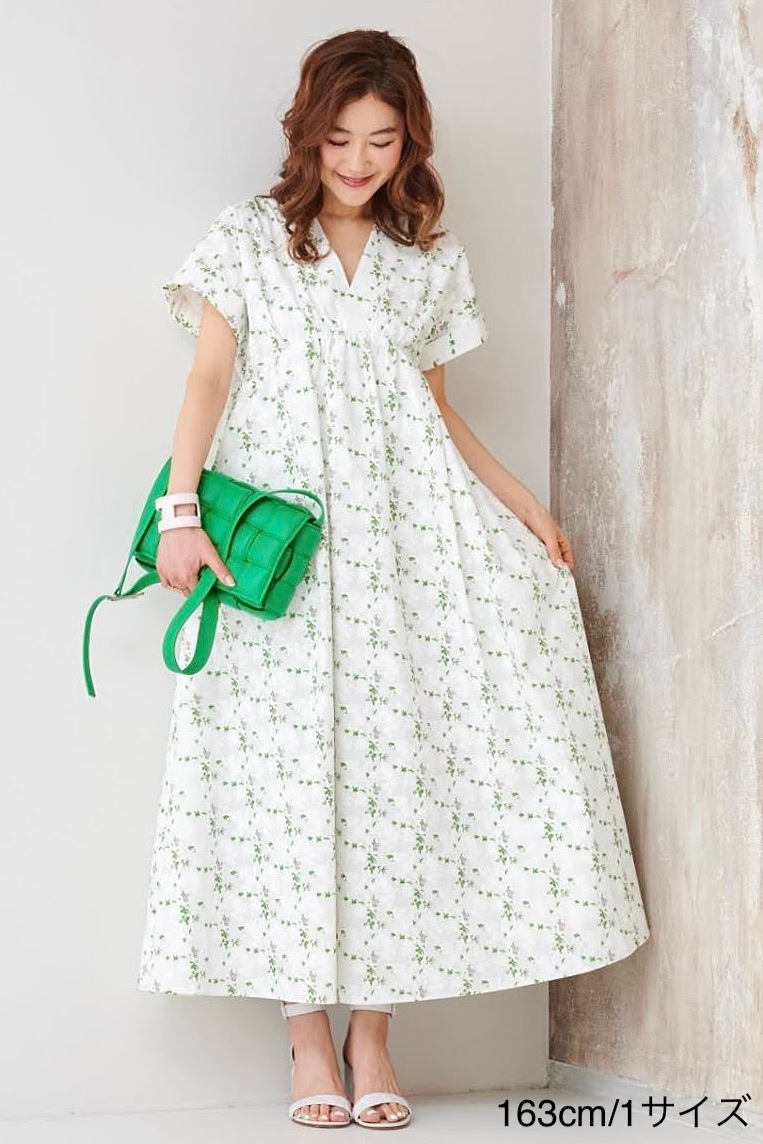 グリーンジャガードVネックドレス | DRESS | OBLI