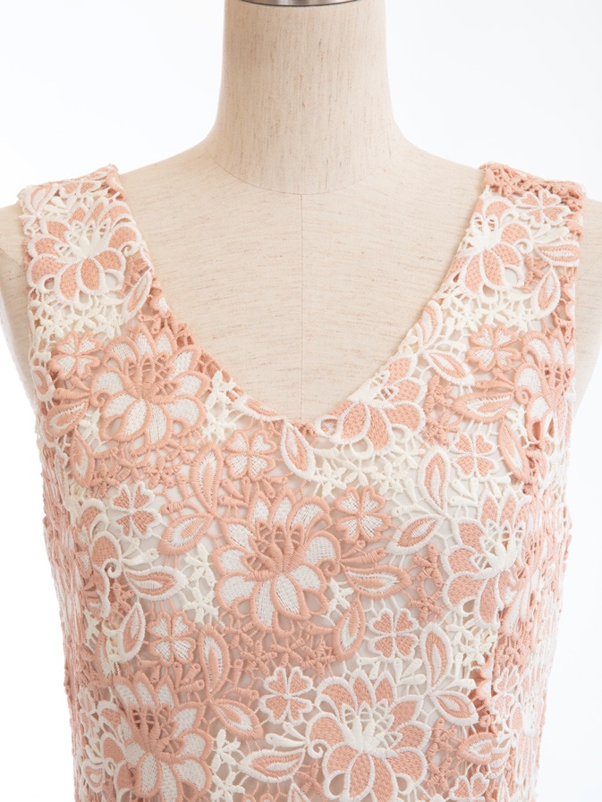 豪華 レースワンピース/ピンク | OBLI | DRESS ワンピース