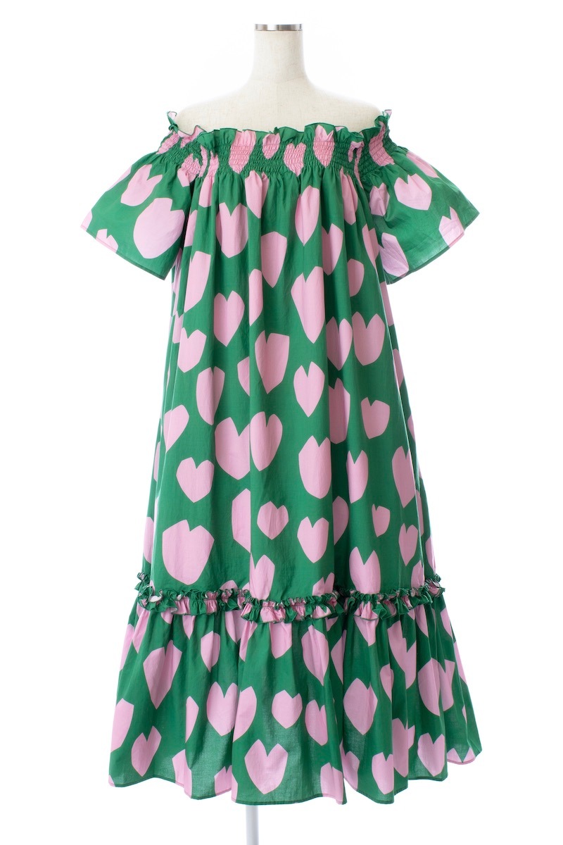 オフショルダーハートワンピース