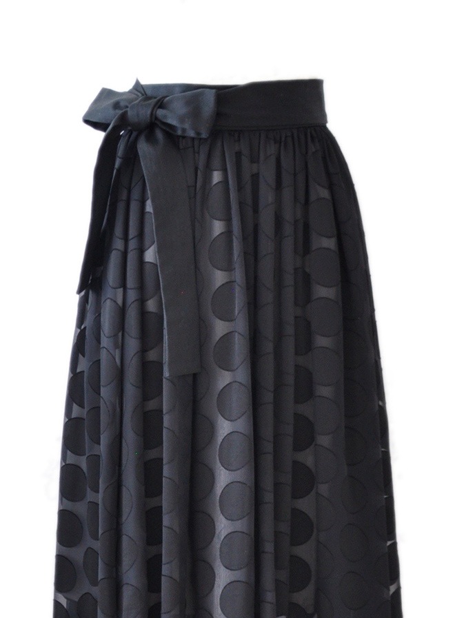 ribbon dot skirt/black