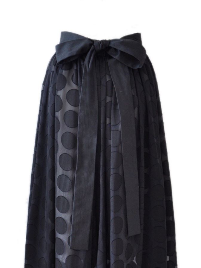 ribbon dot skirt/black