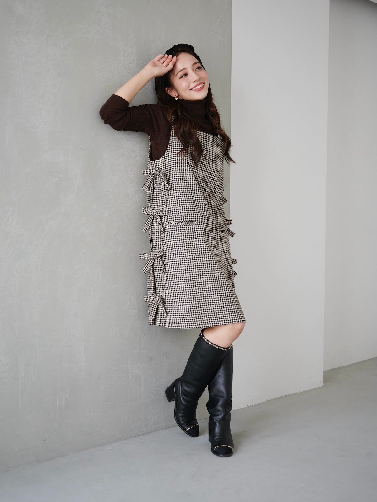 ブラウンリボンジャンパーワンピース【10月10日(金)21:00発売