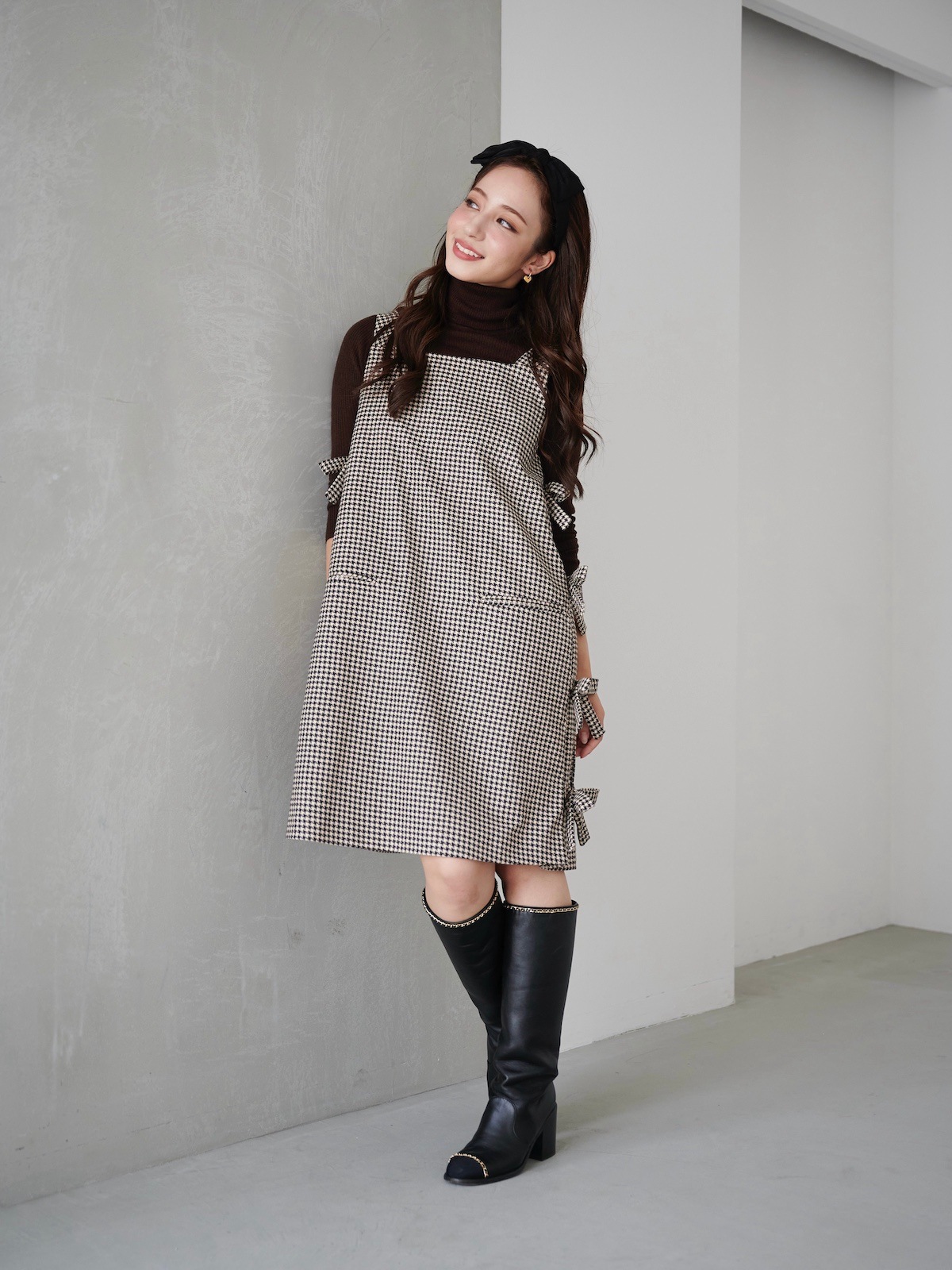 obli ブラウンリボンジャンパーワンピース ブラウンリボンジャンパーワンピース【10月10日(金)21:00発売