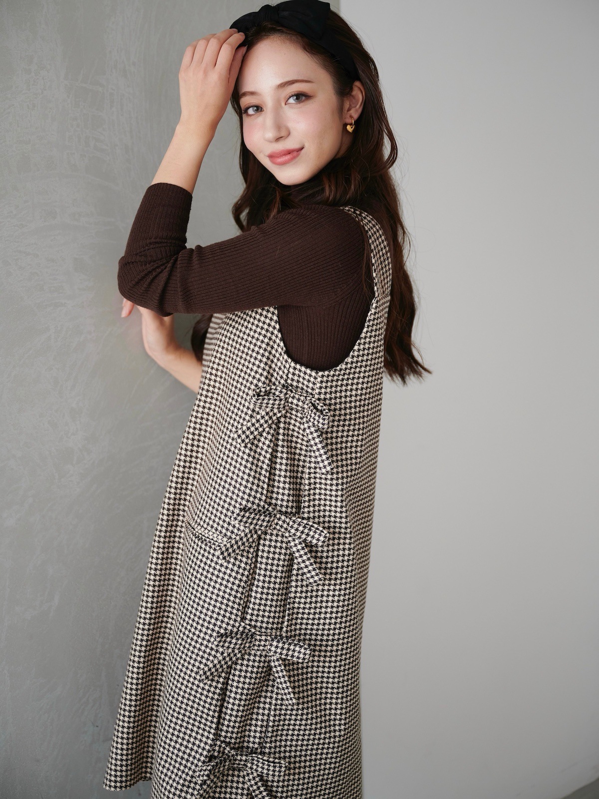 obli ブラウンリボンジャンパーワンピース ブラウンリボンジャンパーワンピース【10月10日(金)21:00発売