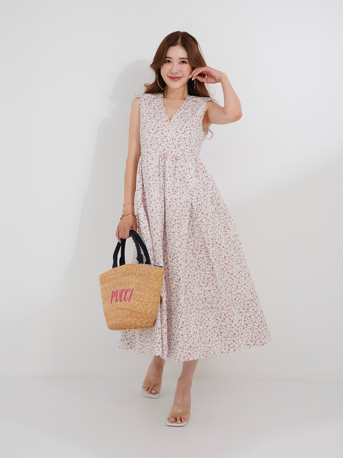 ワンピース&リボン（小花柄） ショルダーリボン小花柄ワンピース | ALL | OBLI