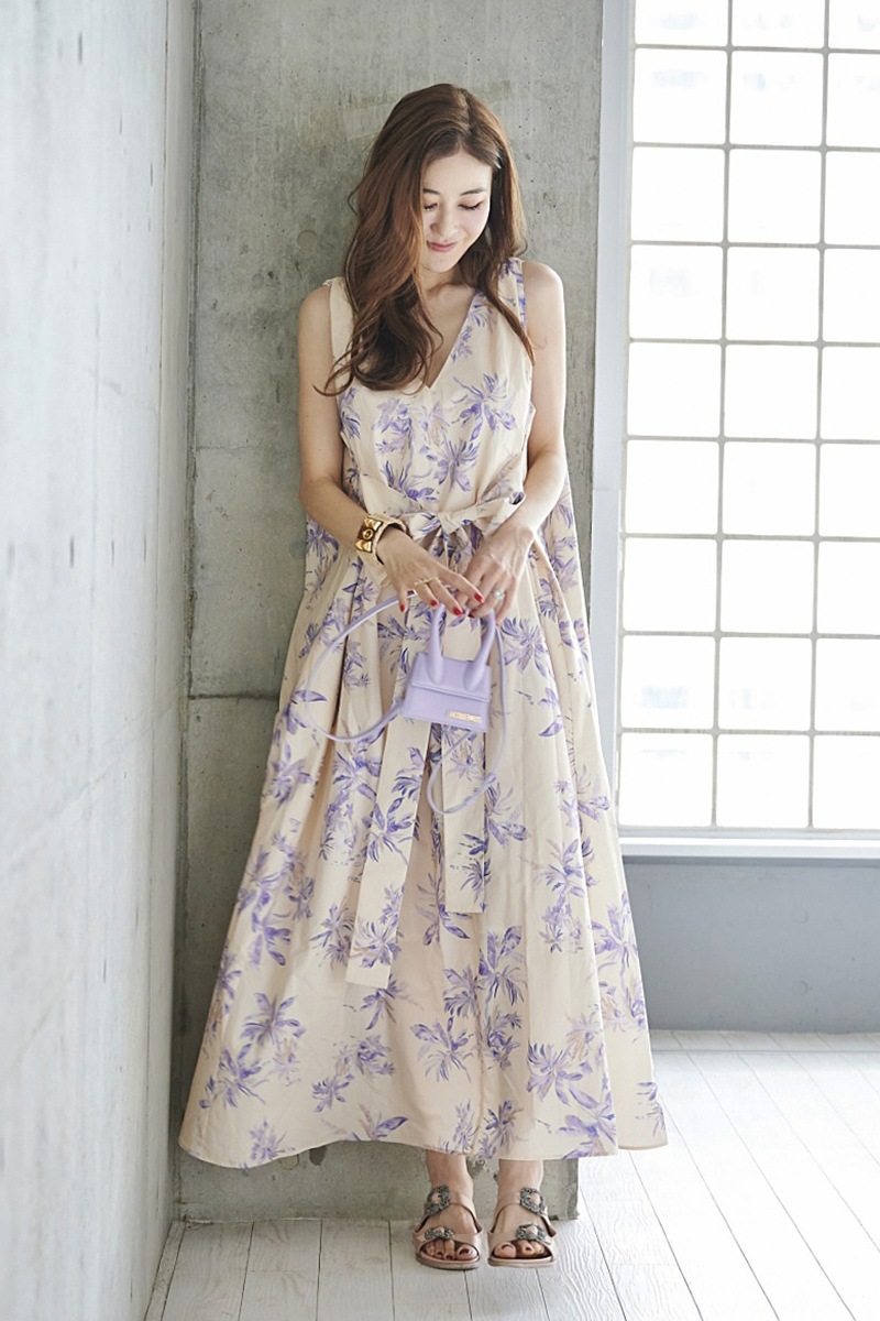 リーフリボンワンピース/ピンク【残り1点】