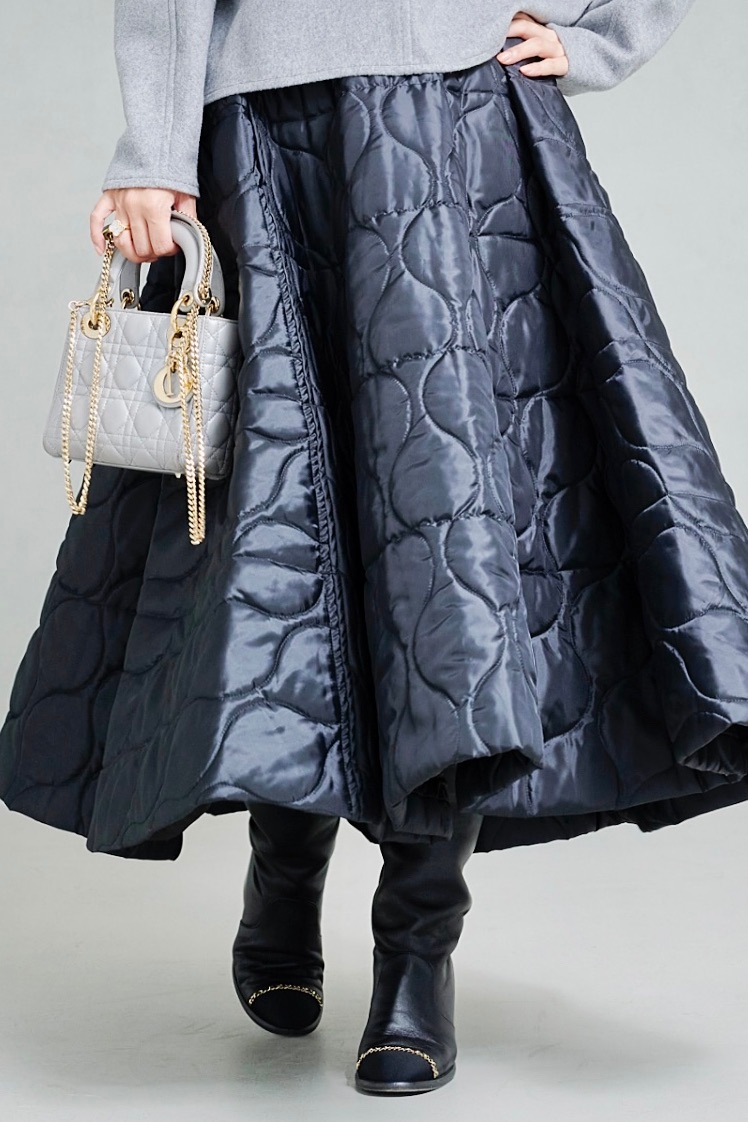 Vネックウールトップス/グレー