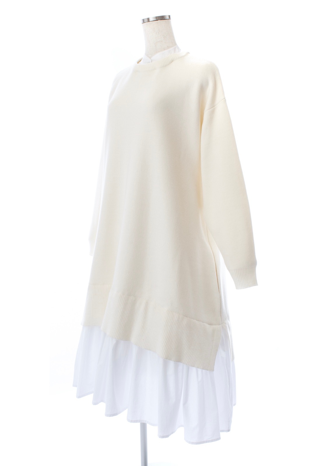 シャツドッキングギャザーワンピース/ホワイト | DRESS | OBLI