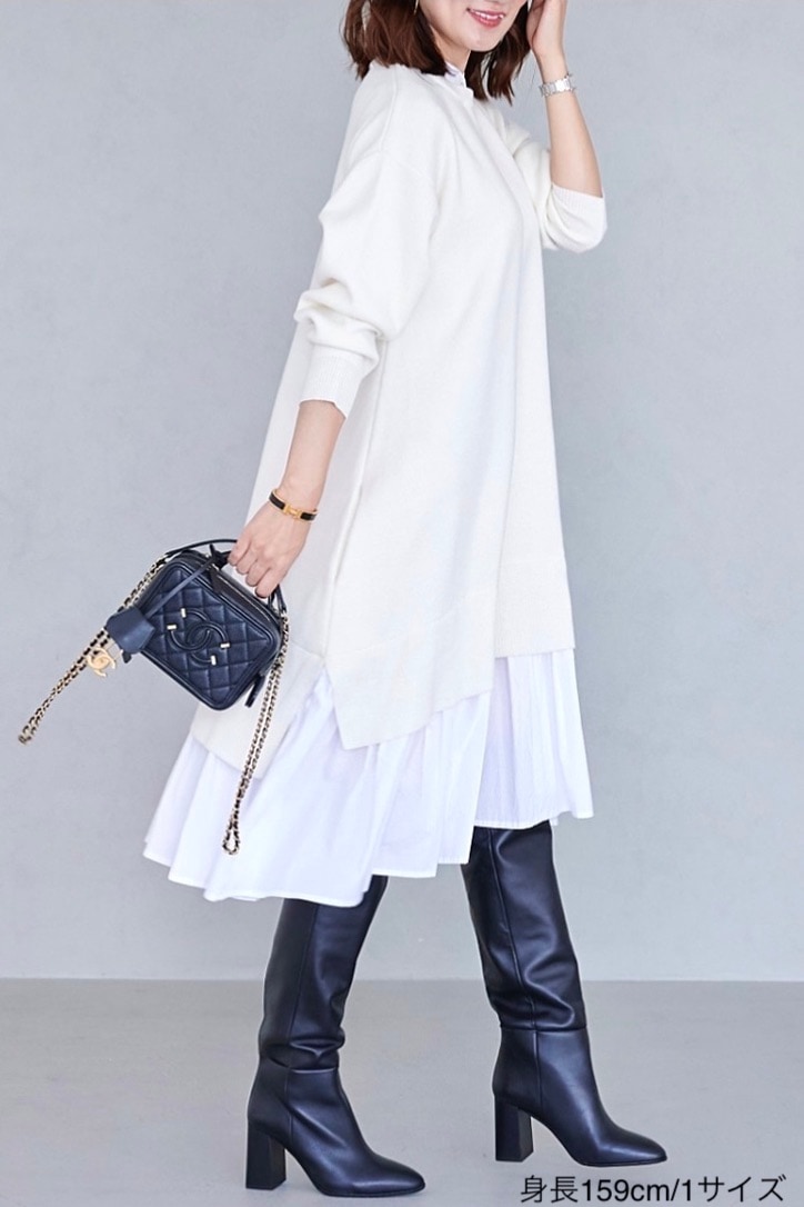 ☆*☆様 OBLIシャツドッキングギャザーワンピース シャツドッキングギャザーワンピース/ホワイト | DRESS | OBLI