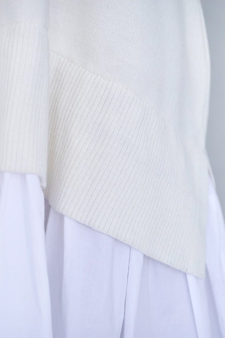 シャツドッキングギャザーワンピース/ホワイト | DRESS | OBLI