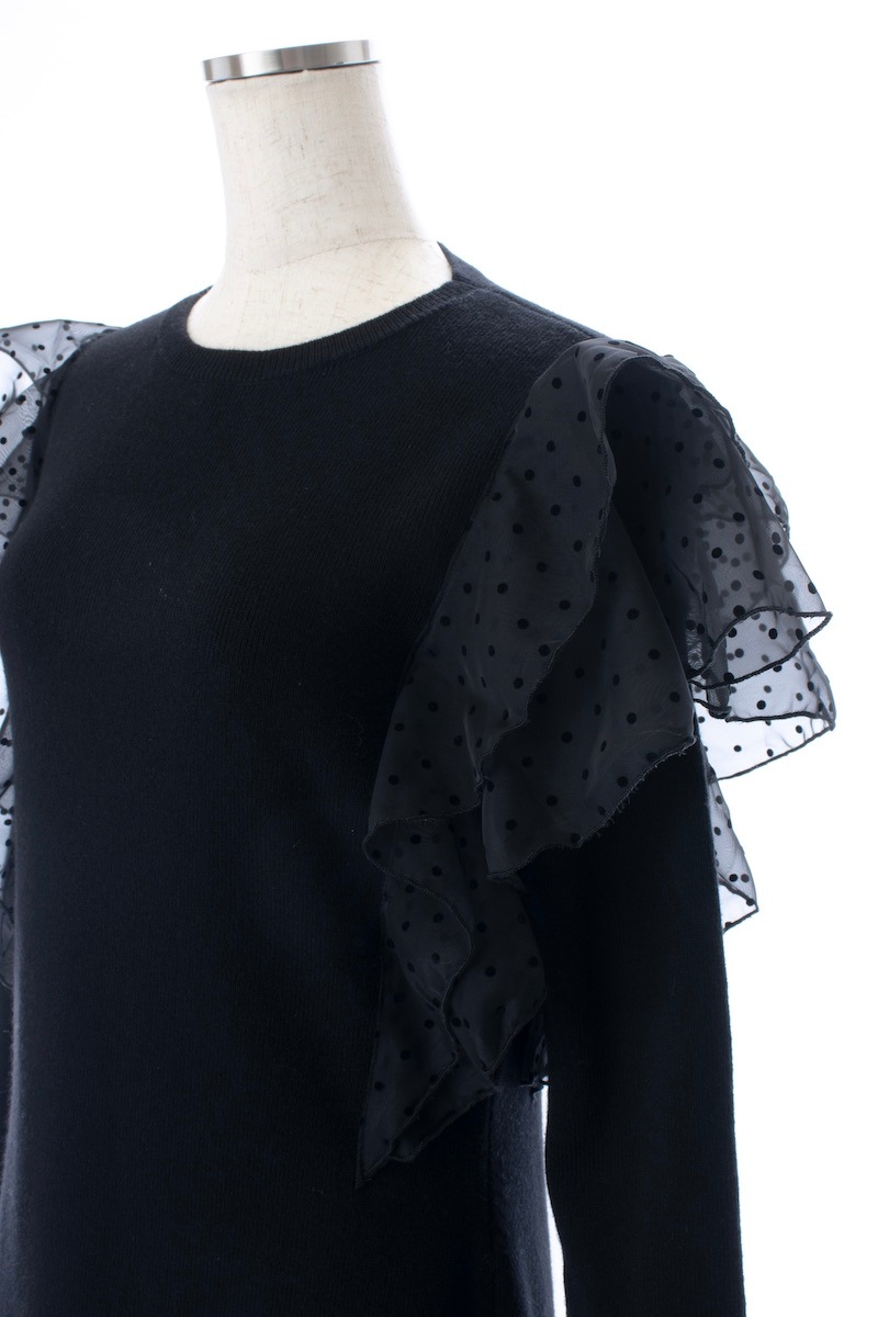 ドットチュールニットワンピース/ブラック | DRESS | OBLI