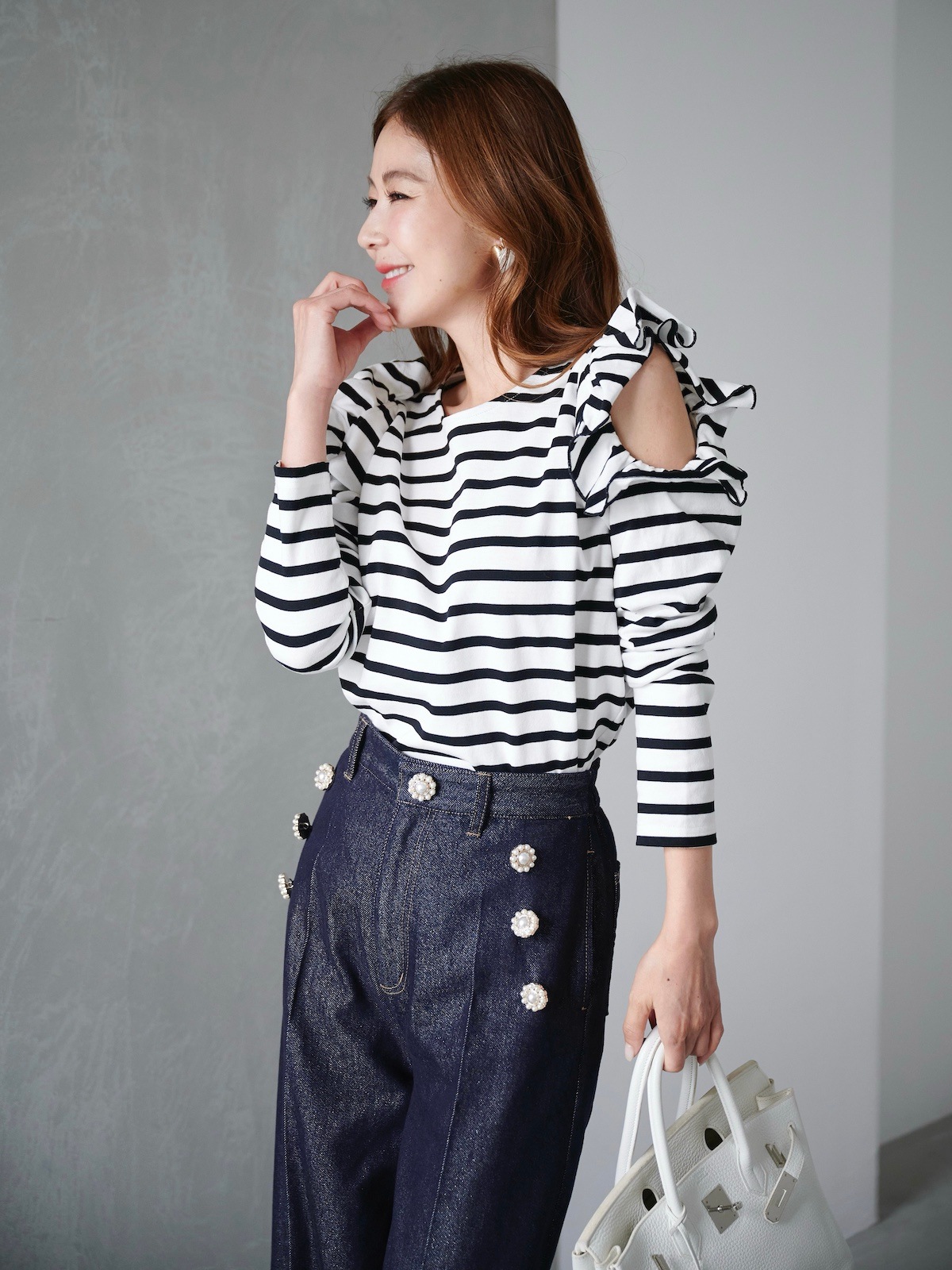 ボーダーフリルトップス【残りわずか】 | TOPS | OBLI