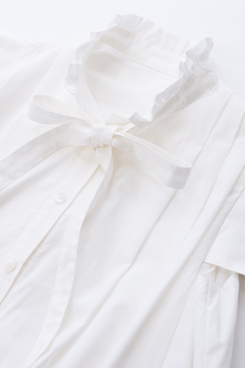 ラッフルカラーボウタイワンピース/ホワイト | DRESS | OBLI