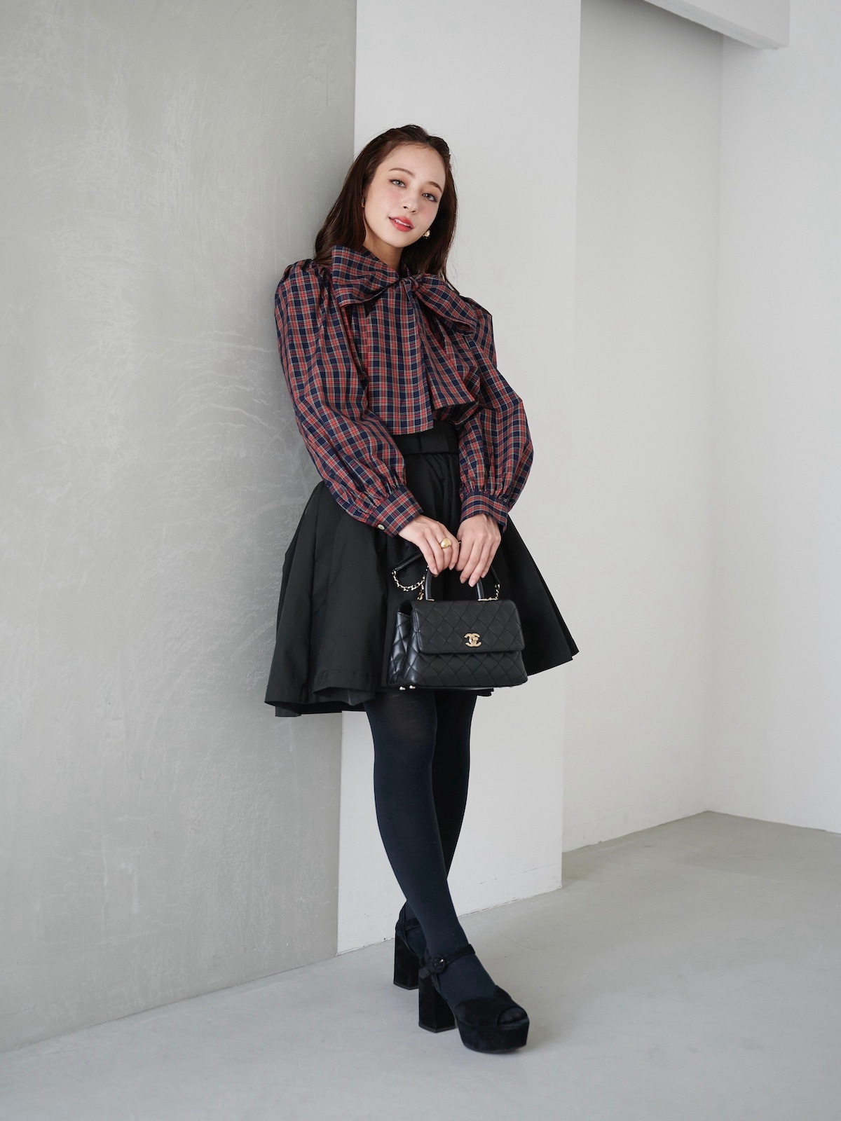 タータンチェックボウタイブラウス【残りわずか】 | TOPS | OBLI