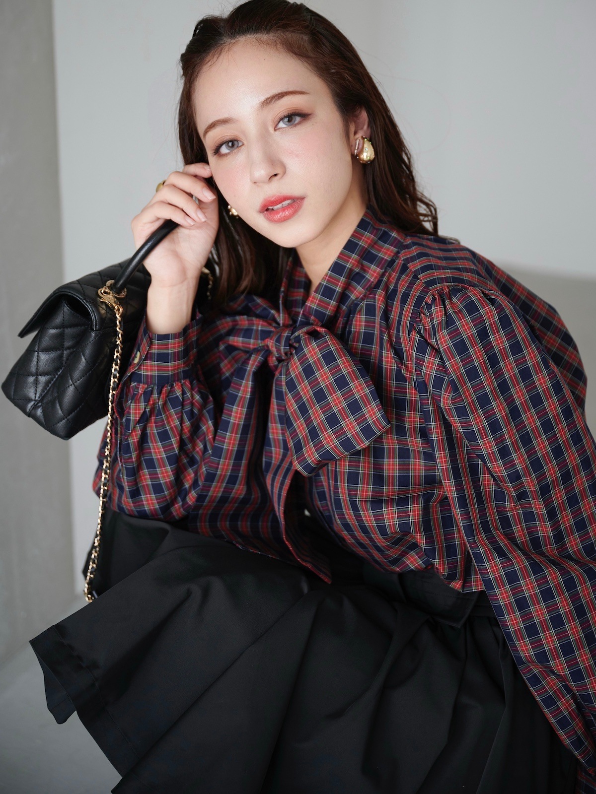 タータンチェックボウタイブラウス【残りわずか】 | TOPS | OBLI