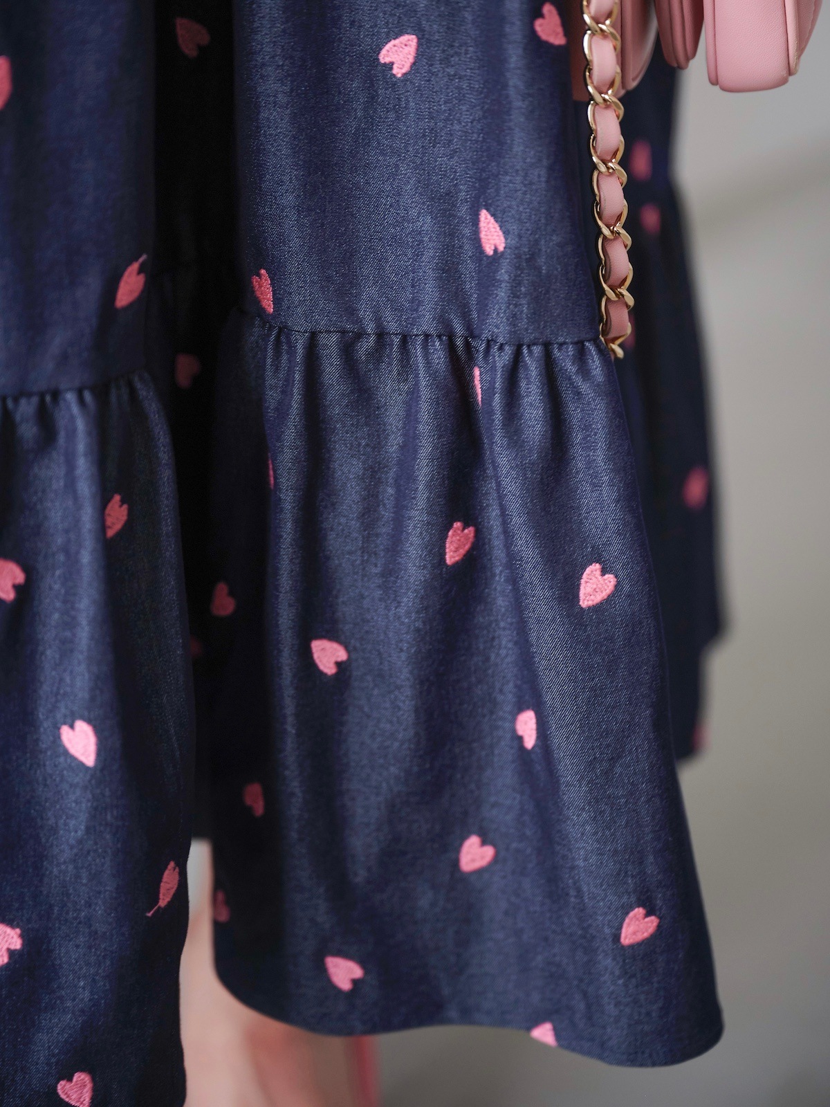デニムハート刺繍ティアードワンピース | DRESS | OBLI