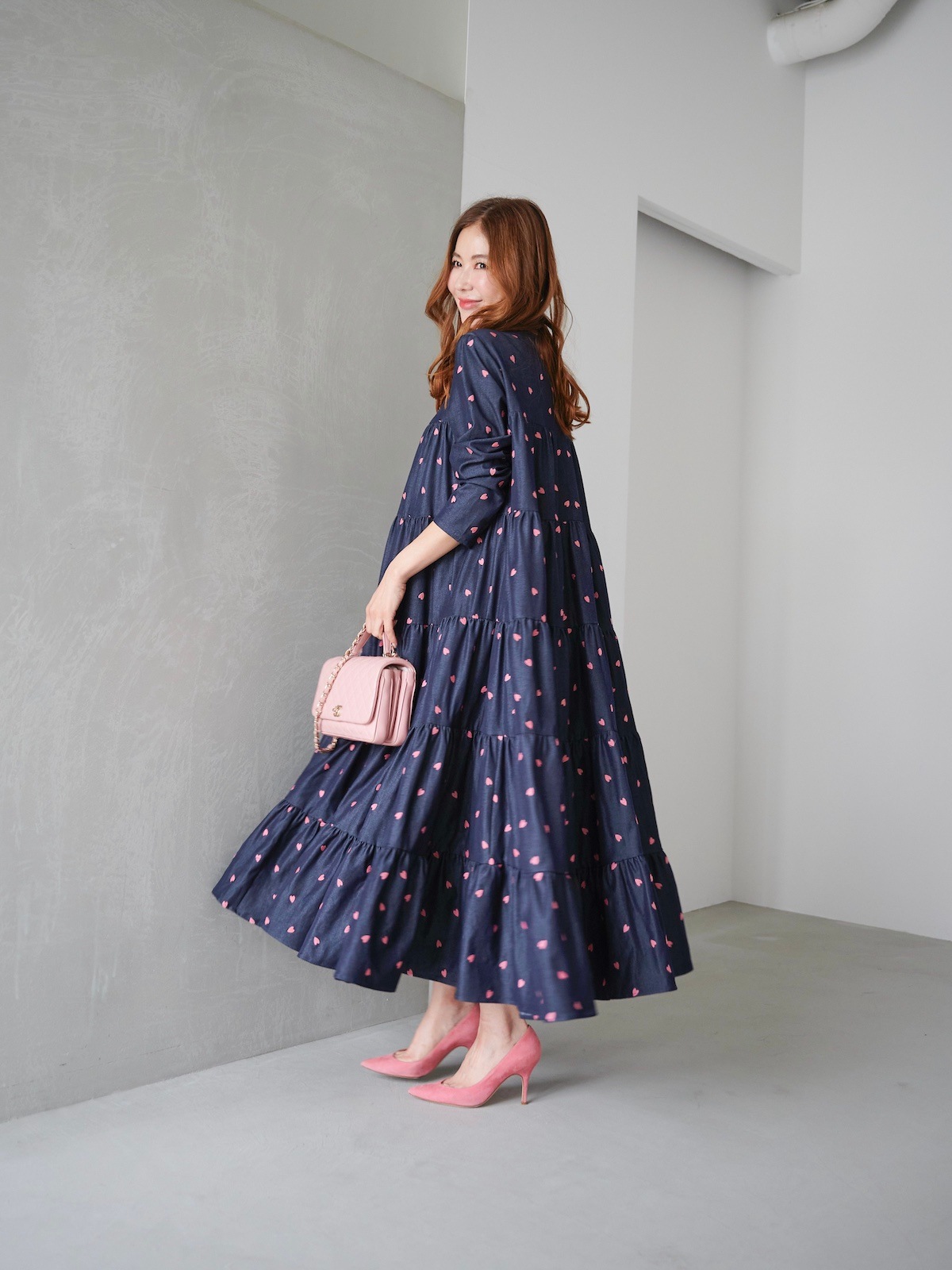 OBLI ハートキャミワンピース ハート刺繍ティアードワンピース/ピンク | DRESS | OBLI
