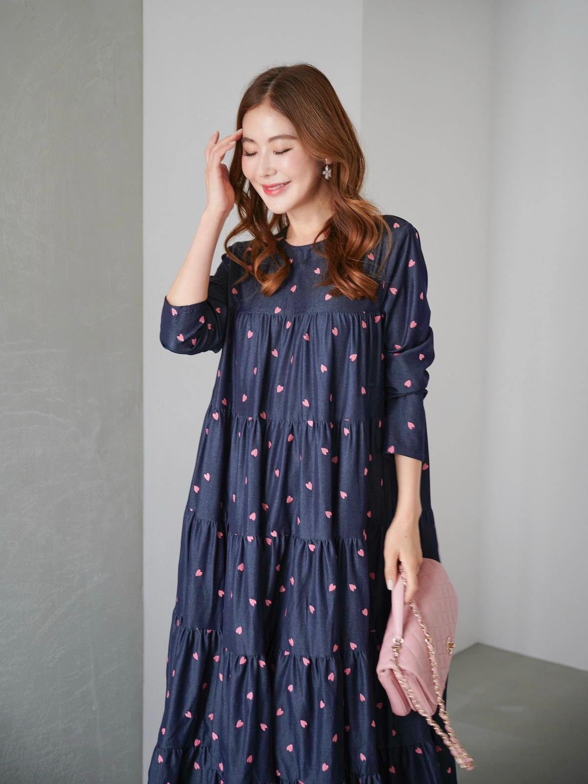 デニムハート刺繍ティアードワンピース | DRESS | OBLI
