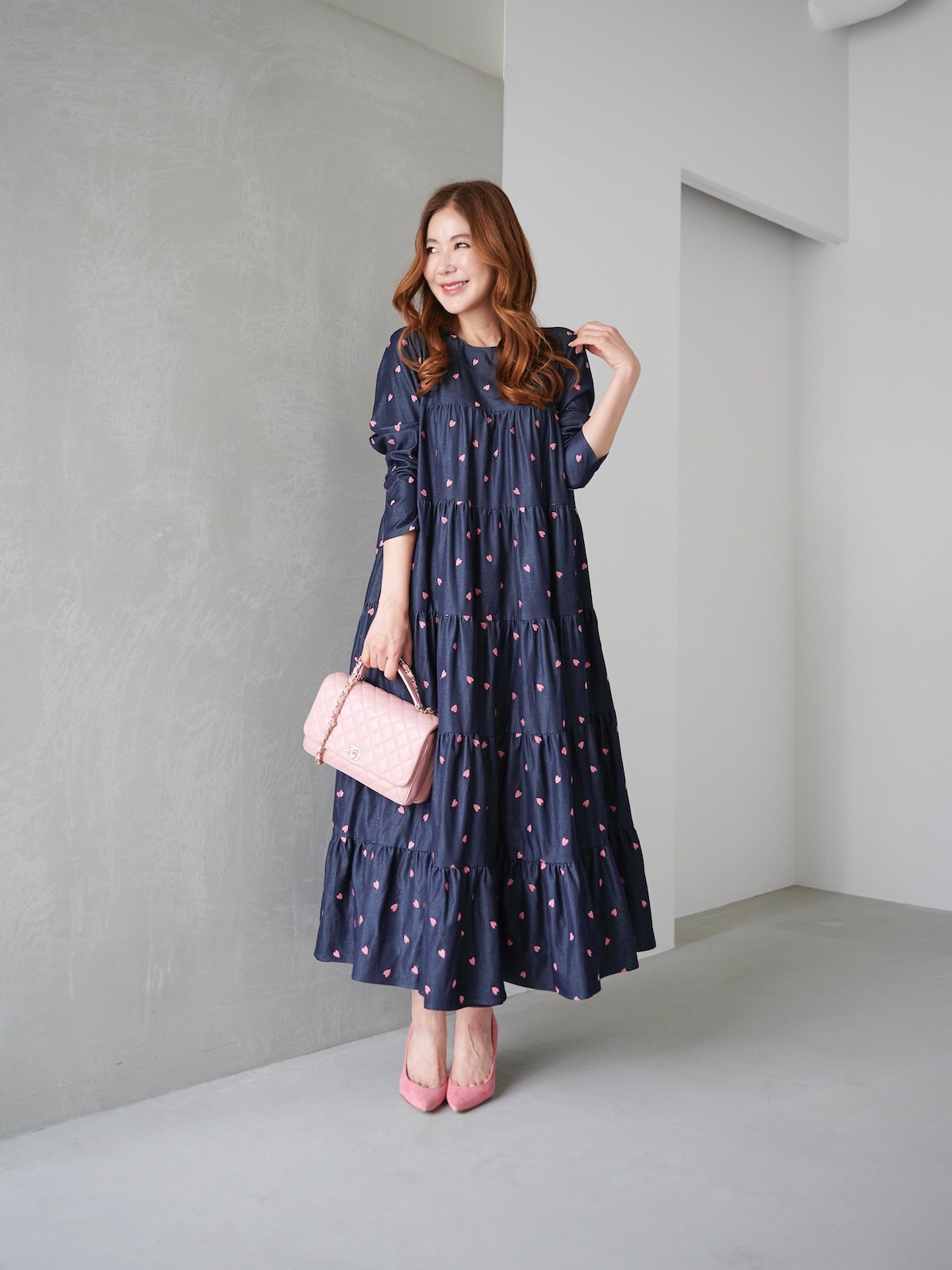デニムハート刺繍ティアードワンピース | DRESS | OBLI
