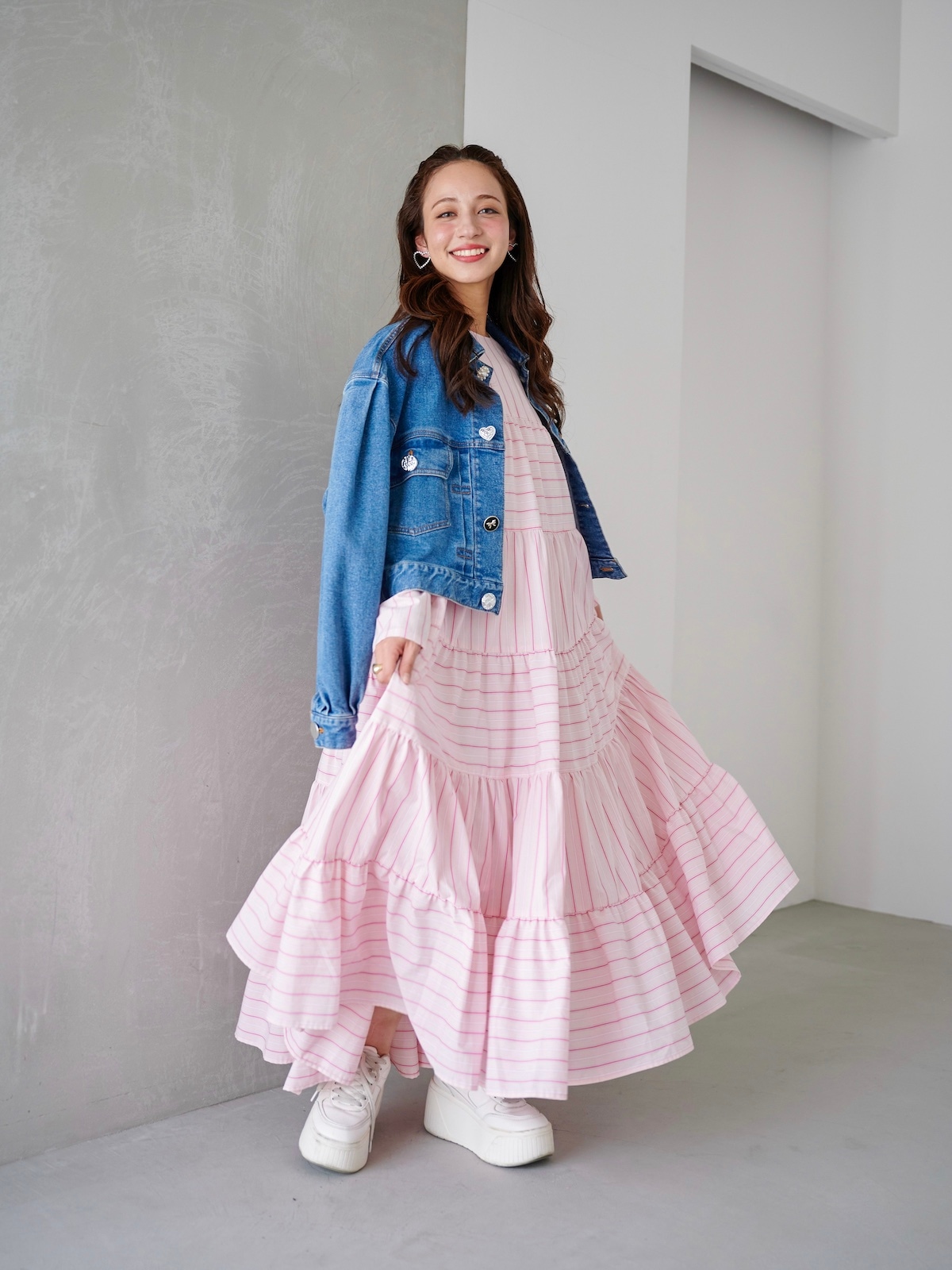 ゆうobliワンピース ハート刺繍ティアードワンピース/ピンク | DRESS | OBLI