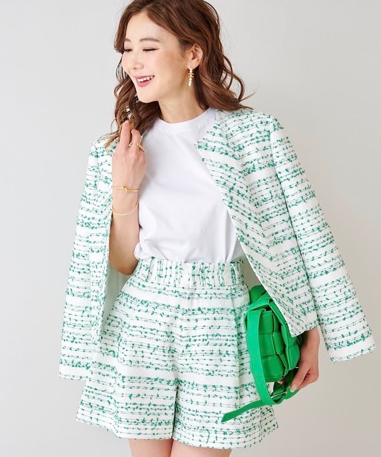 【obliM】米沢別注ツイードジャケット/グリーン【残り4点】