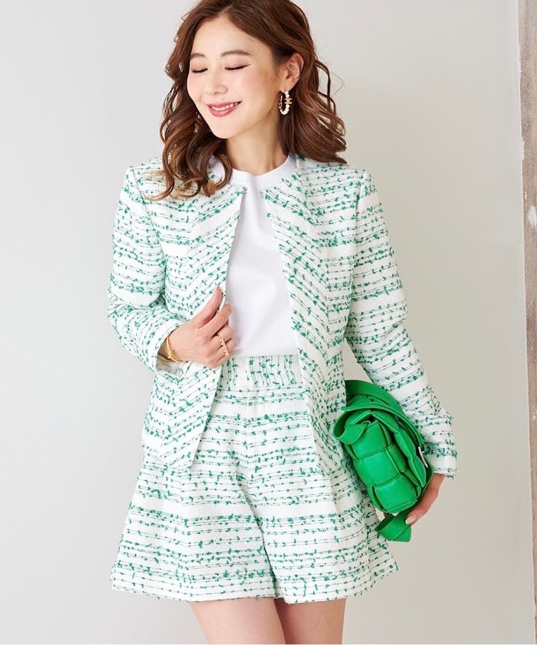 【obliM】米沢別注ツイードジャケット/グリーン【残り4点】