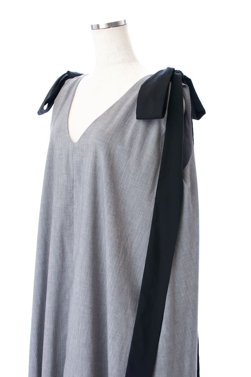 ショルダーリボンワンピース/グレー | DRESS | OBLI