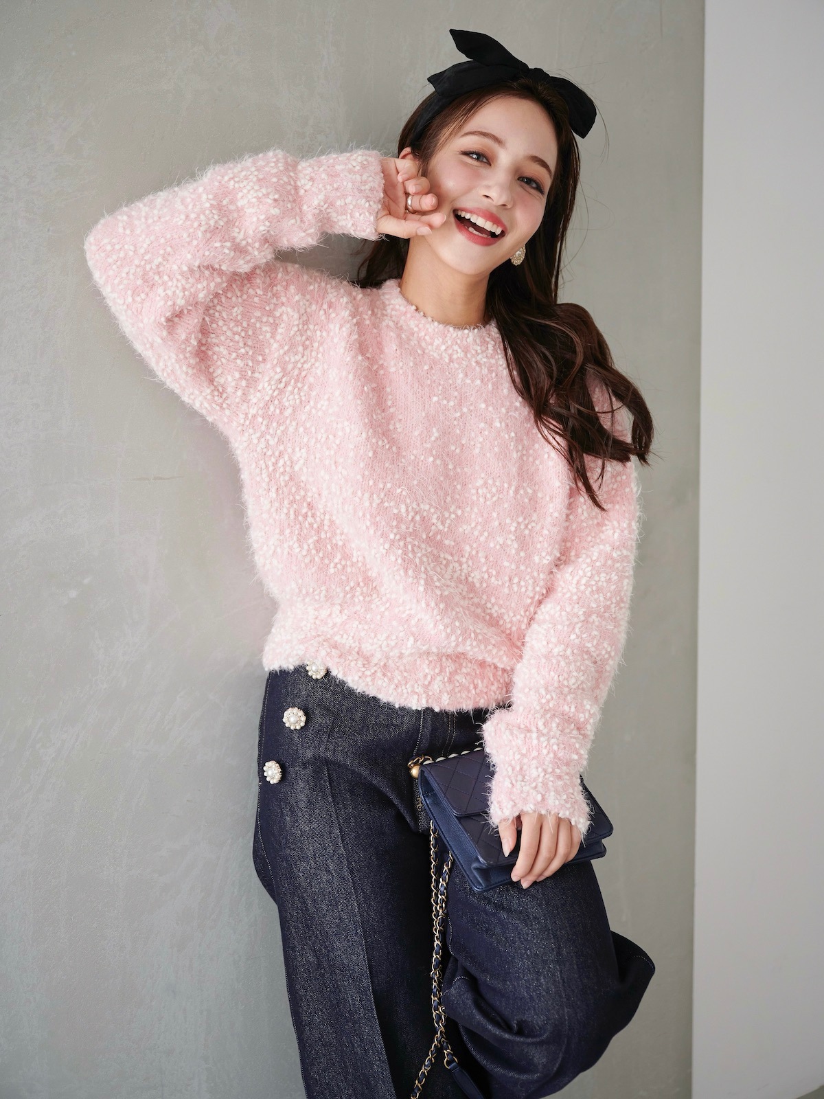 ラメパールデニムパンツ