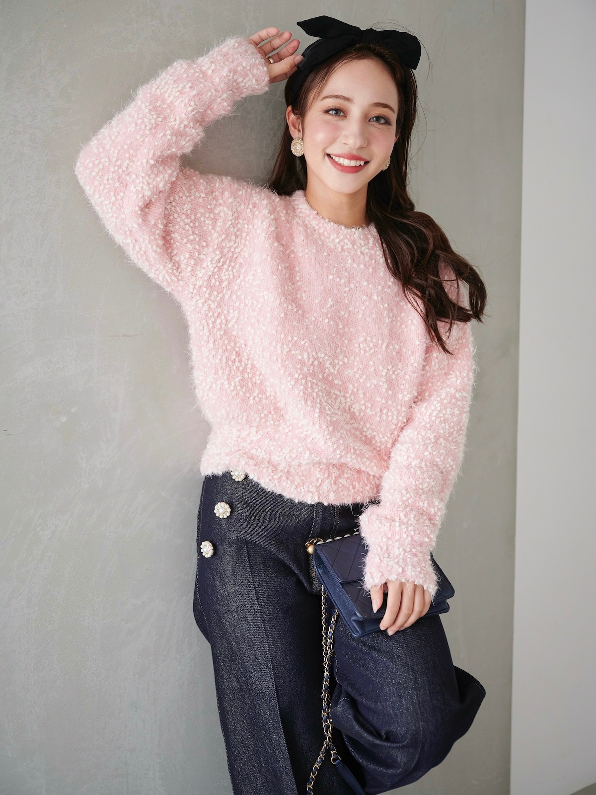 ラメパールデニムパンツ