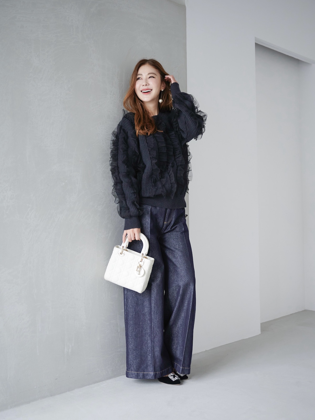 ラメパールデニムパンツ