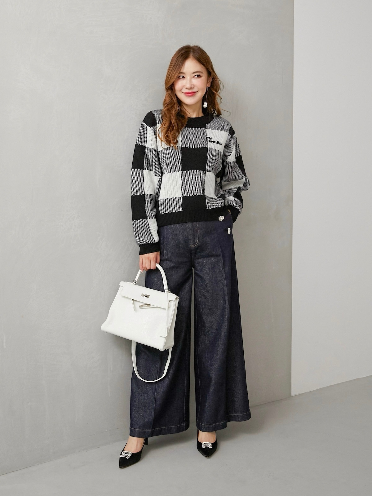 ラメパールデニムパンツ