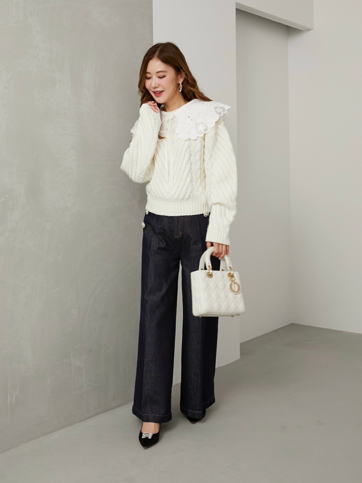 ラメパールデニムパンツ