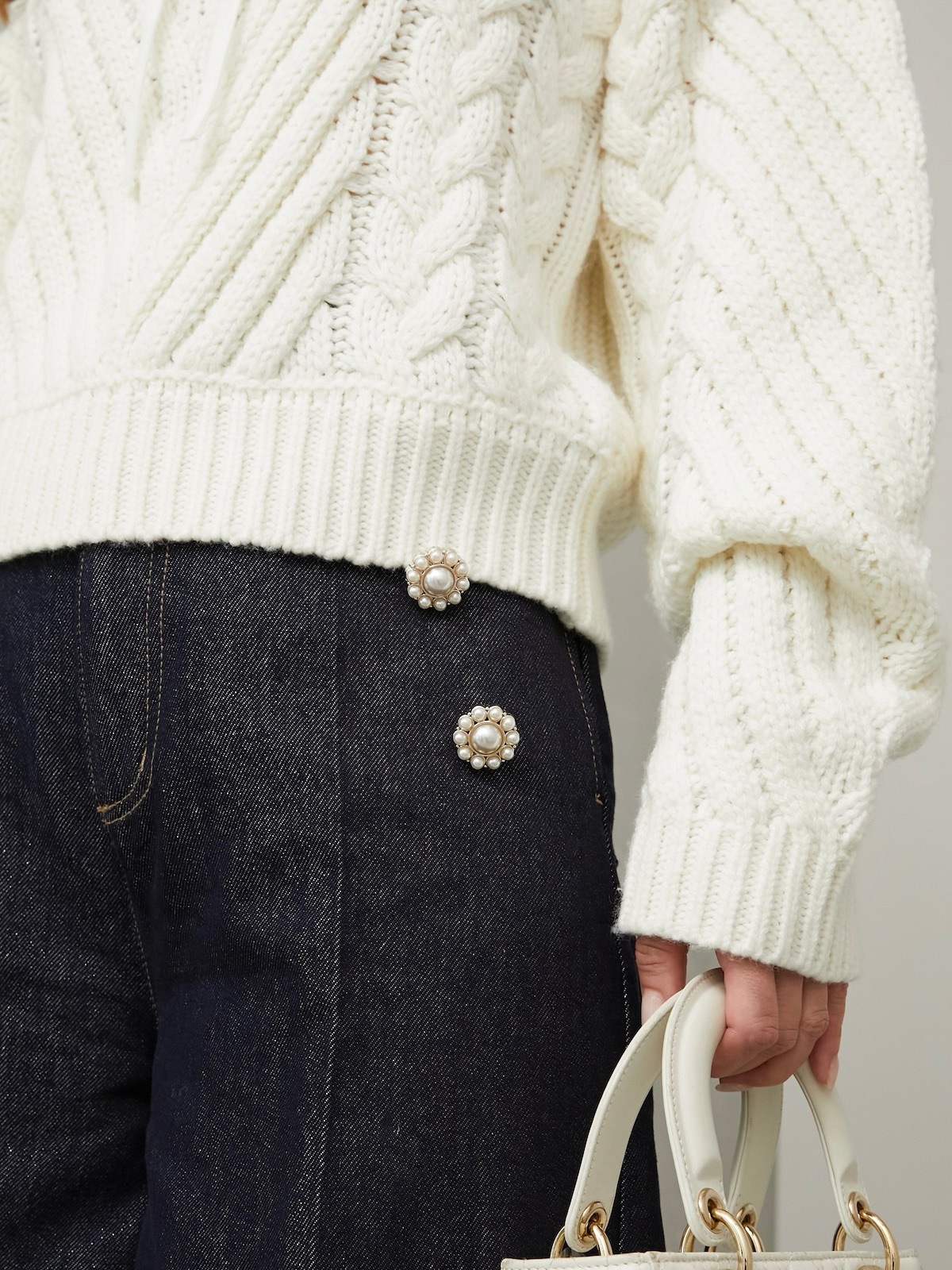 ラメパールデニムパンツ