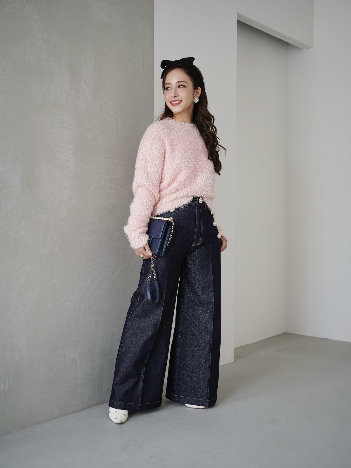 ラメパールデニムパンツ